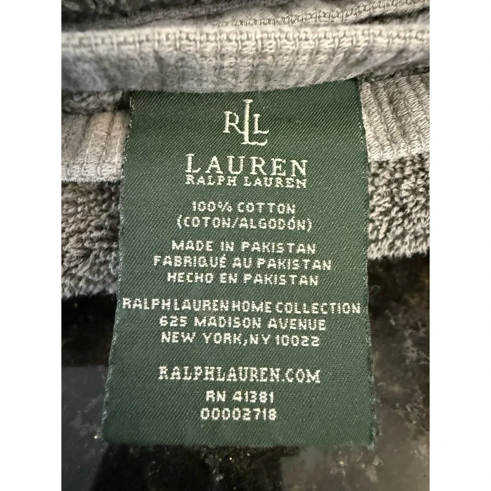 Grey Ralph Lauren Large Bath Towel Set of Two 52x31 *flaw/stain*